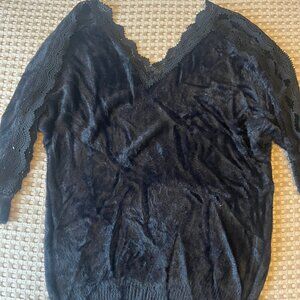 Black Fuzzy Off the Shoulder Top Size 2XL